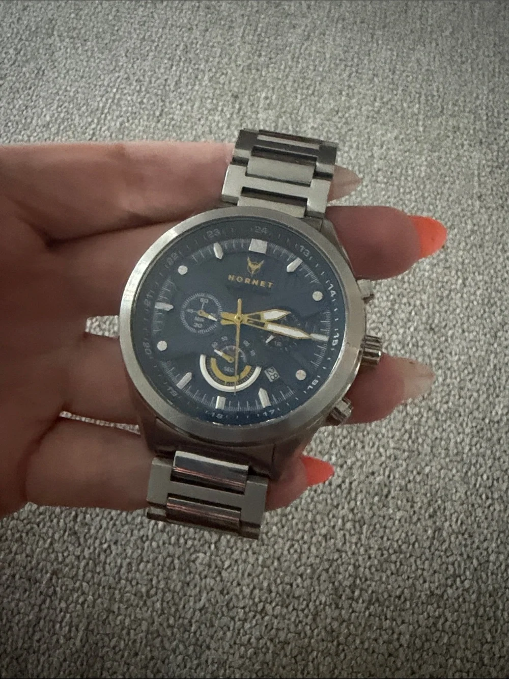 Hornet Stainless Steel Chronograph Watch - Navy Dial